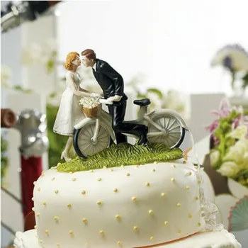 Креативный декор для свадебного торта в европейском стиле Невеста Жених Велосипед Поцелуй Торт Кукла