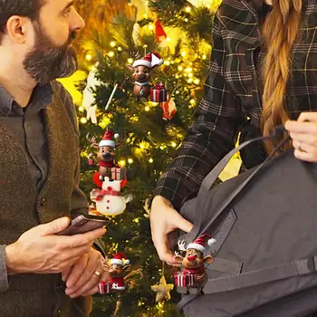 Милый мультяшный Лось 2D Акриловый Рождественский настенный принт с оленями, настенная Автомобильная сумка, подвесное украшение для Рождественской елки