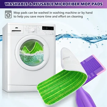 Многоразовые прокладки для швабры, совместимые с влажной струей, заправки прокладок для влажной струи, сменные прокладки из микрофибры 4 упаковки зеленого цвета