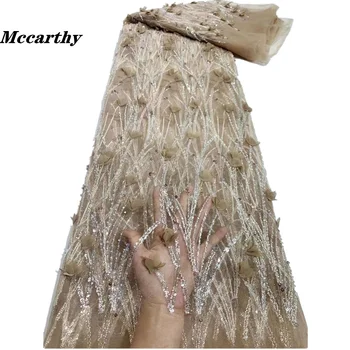 Новейшая Белая Африканская Кружевная Ткань С Блестками Высокого Качества 2023 В Нигерийском Стиле, Французский Тюль, Цветок, 3D Кружевной Материал Для Свадебного Платья