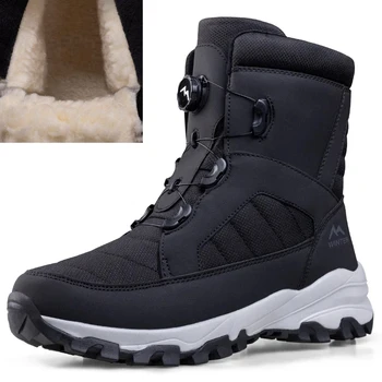 Новые мужские ботинки с вращающейся кнопкой, зимние водонепроницаемые походные зимние ботинки для мужчин и женщин, плюшевая обувь, теплая обувь Botas для мужчин