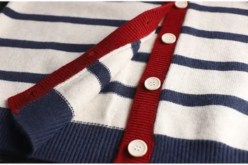 Осенне-зимний новый вязаный кардиган в полоску с пуговицами и круглым вырезом в тон, женский свитер с длинными рукавами, универсальные X1214