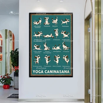 Плакат с Собакой - Yoga Knowledge Caninasana, Художественные Принты С Забавными Собаками, Позы Йоги Для Собак, Настенный Художественный Холст, Декор Для Домашней Комнаты Для Йоги, Уникальный Подарок