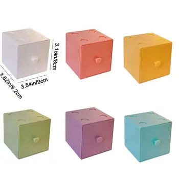 Пластиковый Квадратный ящик для хранения Макарон Красочный Мини-Штабелируемый Кубический Ящик для хранения Ювелирных изделий Выдвижного типа Туалетный столик