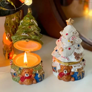 Рождественская елка с медведем, Креативный подсвечник для ароматерапии в помещении, Керамический подарок для исцеления атмосферы к празднику