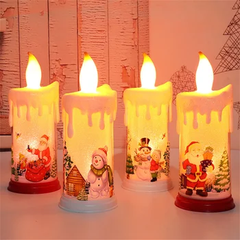 Рождественские светодиодные Беспламенные свечи, Новогодние свечи, светодиодные чайные гирлянды на батарейках, Пасхальная свеча для украшения дома, освещение