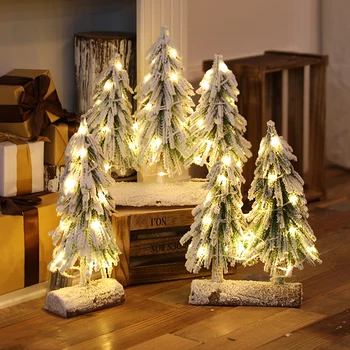 Рождественское украшение, оформление атмосферы сцены, мини-белая светящаяся рождественская елка, украшение домашнего рабочего стола, маленькая рождественская елка