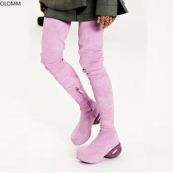 Сапоги выше колена Женские Эластичные длинные туфли во всю длину на необычном высоком каблуке Роскошные 8 цветов Плюс Размер НОВИНКА 2023 года