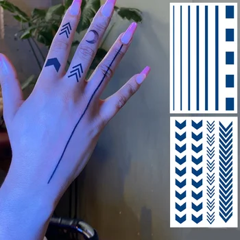 Синие чернила Juice, прямые тату-наклейки для рук, долговечные временные татуировки для женщин, поддельные татуировки для мужчин, 7-15 дней