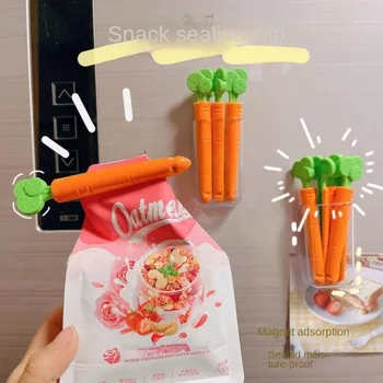 Уплотнительный зажим для закусок, наклейка на холодильник с симпатичной морковкой, зажим для упаковки пищевых продуктов, Зажим для пакетов для пищевых продуктов, кухня
