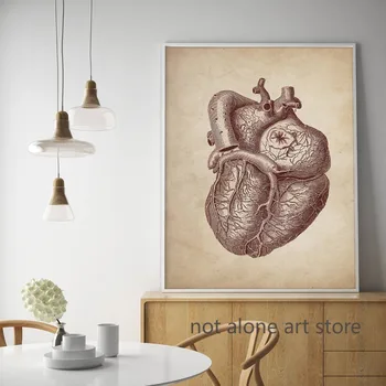 Человеческий Скелет Медицинское Искусство Мышечная Система Сердце Художественный Плакат Холст Картина Настенный Принт Картина для Гостиной Клиника Домашний Декор