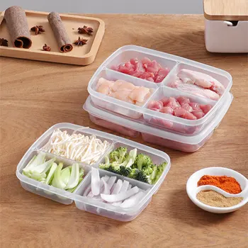 Ящик для хранения продуктов для фруктов и овощей, холодильник, органайзеры для морозильной камеры, кухонные принадлежности для мяса в упаковке, 4 сетки