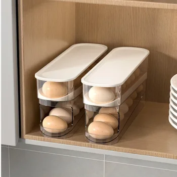 Ящик Для Хранения Яиц В Холодильнике Автоматический Прокручивающийся Держатель Для Яиц Бытовая Кухня Большой Емкости, Специализированный Стеллаж Для Хранения Яиц В Рулонах